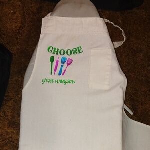 White Apron with Colorful Utensil Design